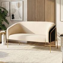 Sofá Namoradeira Stella Industrial Alta Dourada Sintético Pu Preto Linho D03 - D'rossi Cor Preto/linho Bege Sofá Namoradeira Stella Industrial Alta Dourada Sintético Pu Preto Linho D03 - D'rossi Cor Preto/linho Bege