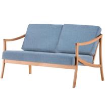 Sofá Navi Ozki 136 cm Madeira Eucalipto Cedro Tecido Azul Corda Redonda Rami Sofá Navi Ozki 136 cm Madeira Eucalipto Cedro Tecido Azul Corda Redonda Rami