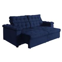Sofá New Austrália 2 metros Retratil e Reclinavel Suede Azul Sofá na Web