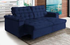 Sofá New Austrália 200cm Retratil Reclinavel Suede Azul WS.