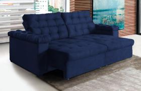 Sofá New Austrália 210cm Retratil Reclinavel Suede Azul Sofá na Web