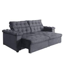 Sofá New Austrália 250 cm Retratil e Reclinavel Suede Cinza Sofá na Web