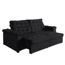 Sofá New Austrália 3 metros Retratil e Reclinavel Suede Preto Sofá na Web