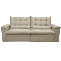 Sofá Nigeria 240cm 4 Lugares Retrátil e Reclinável Tecido Veludo Trevo Cor Bege