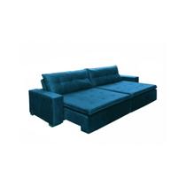 Sofá Oklahoma 2,02m Retrátil e Reclinável Com Molas e Pillow Tecido Suede Azul - Sofá na web