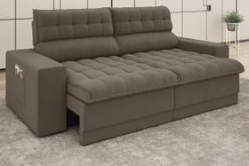 Sofá Omega 2,00m Assento Retrátil e Reclinável Velosuede Marrom - NETSOFAS