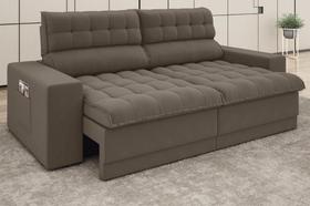 Sofá Omega 2,00m Assento Retrátil e Reclinável Velosuede Marrom - NETSOFAS