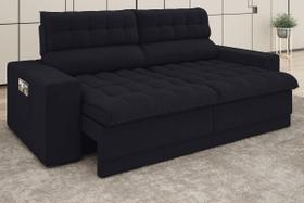Sofá Omega 2,00m Assento Retrátil e Reclinável Velosuede Preto - NETSOFAS Sofá Omega 2,00m Assento Retrátil e Reclinável Velosuede Preto - NETSOFAS