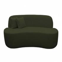 Sofá Ondulado Orgânico Pequeno 2 Lugares Sala Bouclé Bouclé Verde Musgo