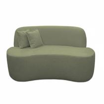 Sofá Ondulado Orgânico Pequeno 2 Lugares Sala Bouclé Cor:Bouclé Verde