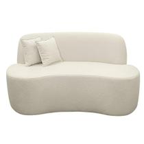 Sofá Ondulado Orgânico Pequeno 2 Lugares Sala Bouclé Off White
