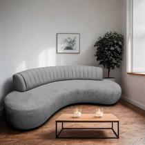 Sofá Orgânico 03 Lugares Sala Estar Celeste 160cm Bouclé Cinza