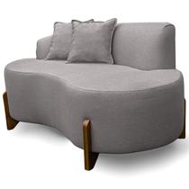 Sofá Orgânico 145cm Decorativo Curvo Pé de Madeira 2 Lugares Feijão Forma Orgânica Linho