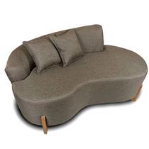 Sofá Orgânico 145cm Decorativo Curvo Pé de Madeira 2 Lugares Feijão Forma Orgânica Linho