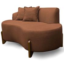 Sofá Orgânico 145cm Decorativo Curvo Pé de Madeira 2 Lugares Feijão Forma Orgânica Linho