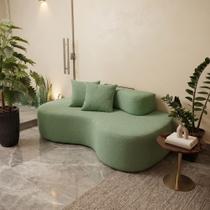 Sofá Orgânico 180cm a Vácuo Curvo 3 Lugares Vai Na Caixa Boucle Verde - Montanari s Decor