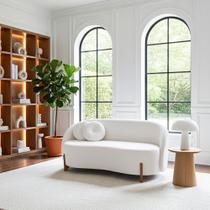 Sofá Orgânico 2 Lugares C/2 Almofadas Curvo Sala Recepção Amsterdã Boucle Branco - Montanari's Decor