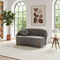 Sofá Orgânico 2 Lugares C/2 Almofadas Curvo Sala Recepção Amsterdã Boucle Cinza - Montanari's Decor