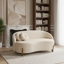 Sofá Orgânico 2 Lugares C/2 Almofadas Curvo Sala Recepção Amsterdã Boucle Off White - Montanari's Decor Sofá Orgânico 2 Lugares C/2 Almofadas Curvo Sala Recepção Amsterdã Boucle Off White - Montanari's Decor