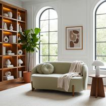 Sofá Orgânico 2 Lugares C/2 Almofadas Curvo Sala Recepção Amsterdã Boucle Verde Oliva - Montanari's Decor Sofá Orgânico 2 Lugares C/2 Almofadas Curvo Sala Recepção Amsterdã Boucle Verde Oliva - Montanari's Decor