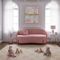 Sofá Orgânico 2 Lugares C/2 Almofadas Curvo Sala Recepção Amsterdã Veludo Rosa - Montanari's Decor
