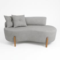 Sofá Orgânico 2 Lugares C/2 Almofadas Curvo Sala Recepção Luna Boucle Cinza Claro - Montanaris Decor