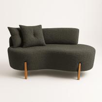 Sofá Orgânico 2 Lugares C/2 Almofadas Curvo Sala Recepção Luna Boucle Cinza Escuro - Montanaris Decor