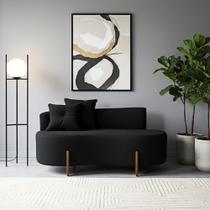 Sofá Orgânico 2 Lugares C/2 Almofadas Curvo Sala Recepção Luna Boucle Preto - Montanaris Decor