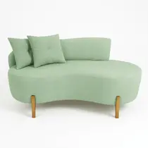 Sofá Orgânico 2 Lugares C/2 Almofadas Curvo Sala Recepção Luna Boucle Verde - Montanaris Decor