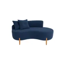 Sofá Orgânico 2 Lugares C/2 Almofadas Curvo Sala Recepção Luna Veludo Azul Marinho - Montanaris Decor