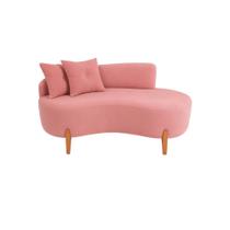 Sofá Orgânico 2 Lugares C/2 Almofadas Curvo Sala Recepção Luna Veludo Rosê - Montanaris Decor