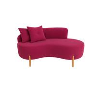 Sofá Orgânico 2 Lugares C/2 Almofadas Curvo Sala Recepção Luna Veludo Vermelho - Montanaris Decor