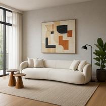 Sofá Orgânico 220cm Tecido Veludo com Almofadas Curvo Hug