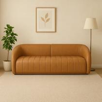 Sofá Orgânico 252cm Bipartido Estofado Liso em material sintético Caramelo