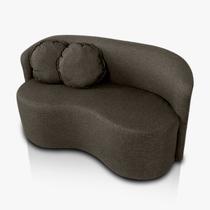 Sofá Orgânico Curvo 2 Lugares Para Sala e Escritório Linho Olive