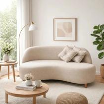 Sofá Orgânico Curvo 2 Lugares Tecido Bouclê - Seleguim Decor Sofá Orgânico Curvo 2 Lugares Tecido Bouclê - Seleguim Decor