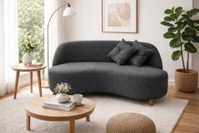 Sofá Orgânico Curvo 2 Lugares Tecido Bouclê - Seleguim Decor