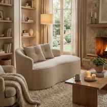 Sofá Orgânico Curvo Feijão Confortável Sala Estúdio Amore Bouclê Bege - Montanari s Decor - MD MONTANARIS DECOR Sofá Orgânico Curvo Feijão Confortável Sala Estúdio Amore Bouclê Bege - Montanari s Decor - MD MONTANARIS DECOR