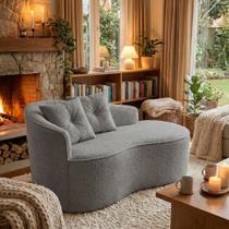 Sofá Orgânico Curvo Feijão Confortável Sala Estúdio Amore Bouclê Cinza - Montanari s Decor