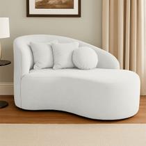 Sofá Orgânico Curvo Feijão Divã Bouclé Confortável Resistente Para Salas e Consultório Nubi