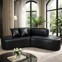 Sofá Orgânico Curvo Quatro Lugares 250cm Em material sintético Ocre luxuoso Com Almofadas