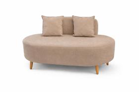 Sofá Orgânico Feijão Para Sala Quarto Closet 115 Cm Com 02 Almofadas Tecido Suede Bege Eli Móveis e Decoração