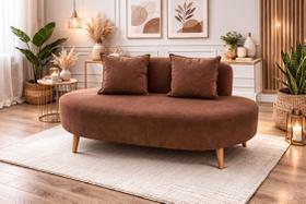 Sofá Orgânico Feijão Para Sala Quarto Closet 115 Cm Com 02 Almofadas Tecido Suede Marrom Eli Móveis e Decoração Sofá Orgânico Feijão Para Sala Quarto Closet 115 Cm Com 02 Almofadas Tecido Suede Marrom Eli Móveis e Decoração