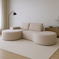 Sofá Orgânico Living 02 Lugares com Molas Ensacadas no Assento Tecido Bouclé Gelo 2,45M Sofá Orgânico Living 02 Lugares com Molas Ensacadas no Assento Tecido Bouclé Gelo 2,45M