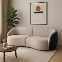 Sofá Organico Modulado Bipartido Curvo 240cm 3 Lugares Viena Linha Premium Veludo E material sintético