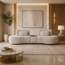 Sofá Organico Modulado Encosto Retratil 342cm Elos Com Pés Em Madeira Nobre Linha Premium Bouclê Off-White Premiun Curvo Sofá Organico Modulado Encosto Retratil 342cm Elos Com Pés Em Madeira Nobre Linha Premium Bouclê Off-White Premiun Curvo
