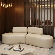 Sofá Orgânico Módulo Curvo Savana 02 METROS material sintético Modena Bege - Montanari s Decor Sofá Orgânico Módulo Curvo Savana 02 METROS material sintético Modena Bege - Montanari s Decor