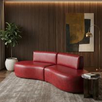 Sofá Orgânico Módulo Curvo Savana 02 METROS material sintético Modena Vermelho - Montanari s Decor Sofá Orgânico Módulo Curvo Savana 02 METROS material sintético Modena Vermelho - Montanari s Decor