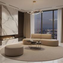 Sofá Orgânico Módulo Curvo Savana + Puff material sintético Modena Bege - Montanari's Decor