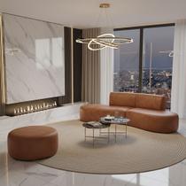 Sofá Orgânico Módulo Curvo Savana + Puff material sintético Modena Ocre - Montanari's Decor